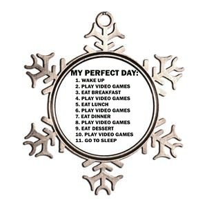 My Perfect Day Sleep Eat Play Video Games Metallic Star Ornament