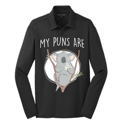 My Puns Are Koala Tea Silk Touch Performance Long Sleeve Polo