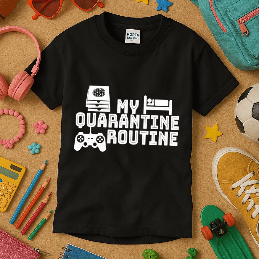 My Quarantine Routine Kids T-Shirt