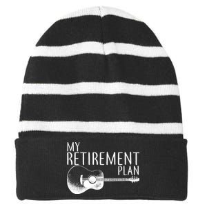 My Retirement Plan Playing  Guitar Striped Beanie with Solid Band