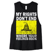 My Rights Don't End Where Your Feelings Begin Women's Racerback Cropped Tank