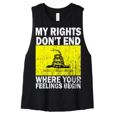 My Rights Don't End Where Your Feelings Begin Women's Racerback Cropped Tank