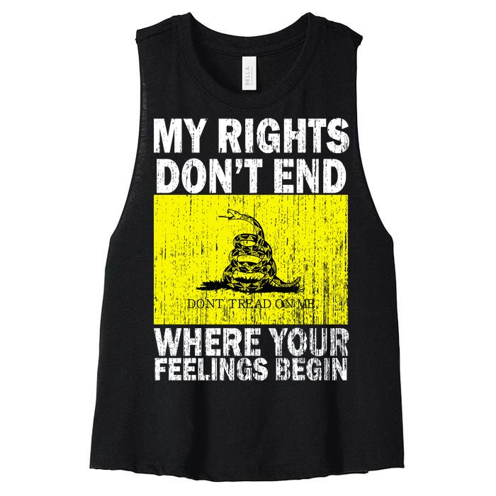 My Rights Don't End Where Your Feelings Begin Women's Racerback Cropped Tank