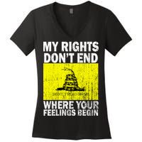 My Rights Don't End Where Your Feelings Begin Women's V-Neck T-Shirt