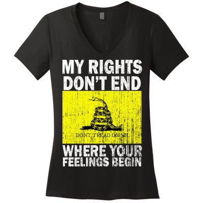 My Rights Don't End Where Your Feelings Begin Women's V-Neck T-Shirt