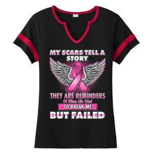 My Scars Tell A Story Breast Cancer Awareness Ladies Halftime Notch Neck Tee