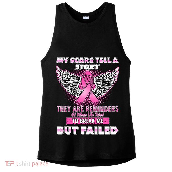My Scars Tell A Story Breast Cancer Awareness Ladies PosiCharge Tri-Blend Wicking Tank