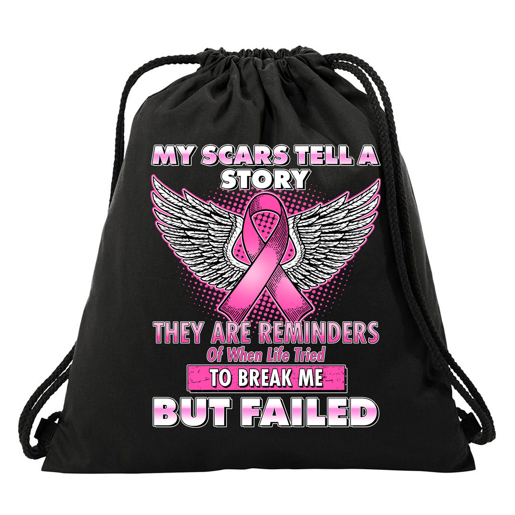 My Scars Tell A Story Breast Cancer Awareness Drawstring Bag