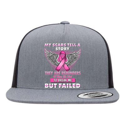 My Scars Tell A Story Breast Cancer Awareness Flat Bill Trucker Hat