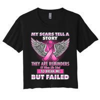 My Scars Tell A Story Breast Cancer Awareness Women's Crop Top Tee
