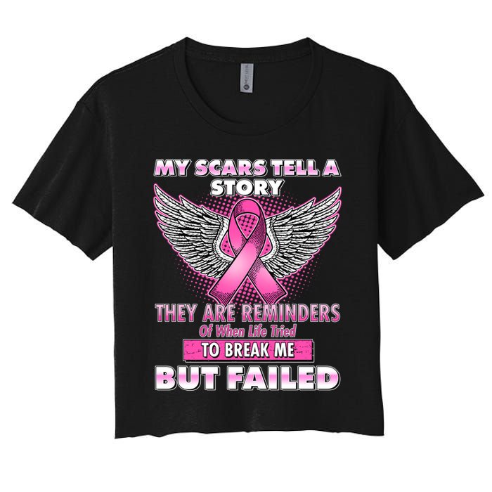 My Scars Tell A Story Breast Cancer Awareness Women's Crop Top Tee