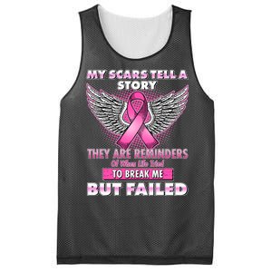 My Scars Tell A Story Breast Cancer Awareness Mesh Reversible Basketball Jersey Tank