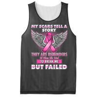 My Scars Tell A Story Breast Cancer Awareness Mesh Reversible Basketball Jersey Tank