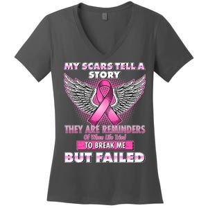 My Scars Tell A Story Breast Cancer Awareness Women's V-Neck T-Shirt