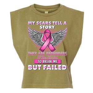 My Scars Tell A Story Breast Cancer Awareness Garment-Dyed Women's Muscle Tee