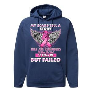 My Scars Tell A Story Breast Cancer Awareness Performance Fleece Hoodie