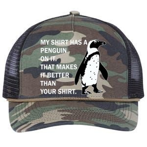 My Shirt Has A Penguin On It Retro Rope Trucker Hat Cap