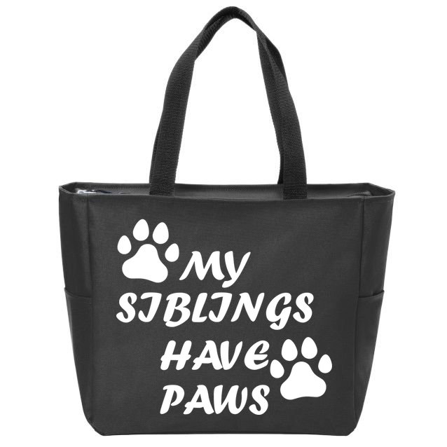 My Siblings Have Paws Zip Tote Bag