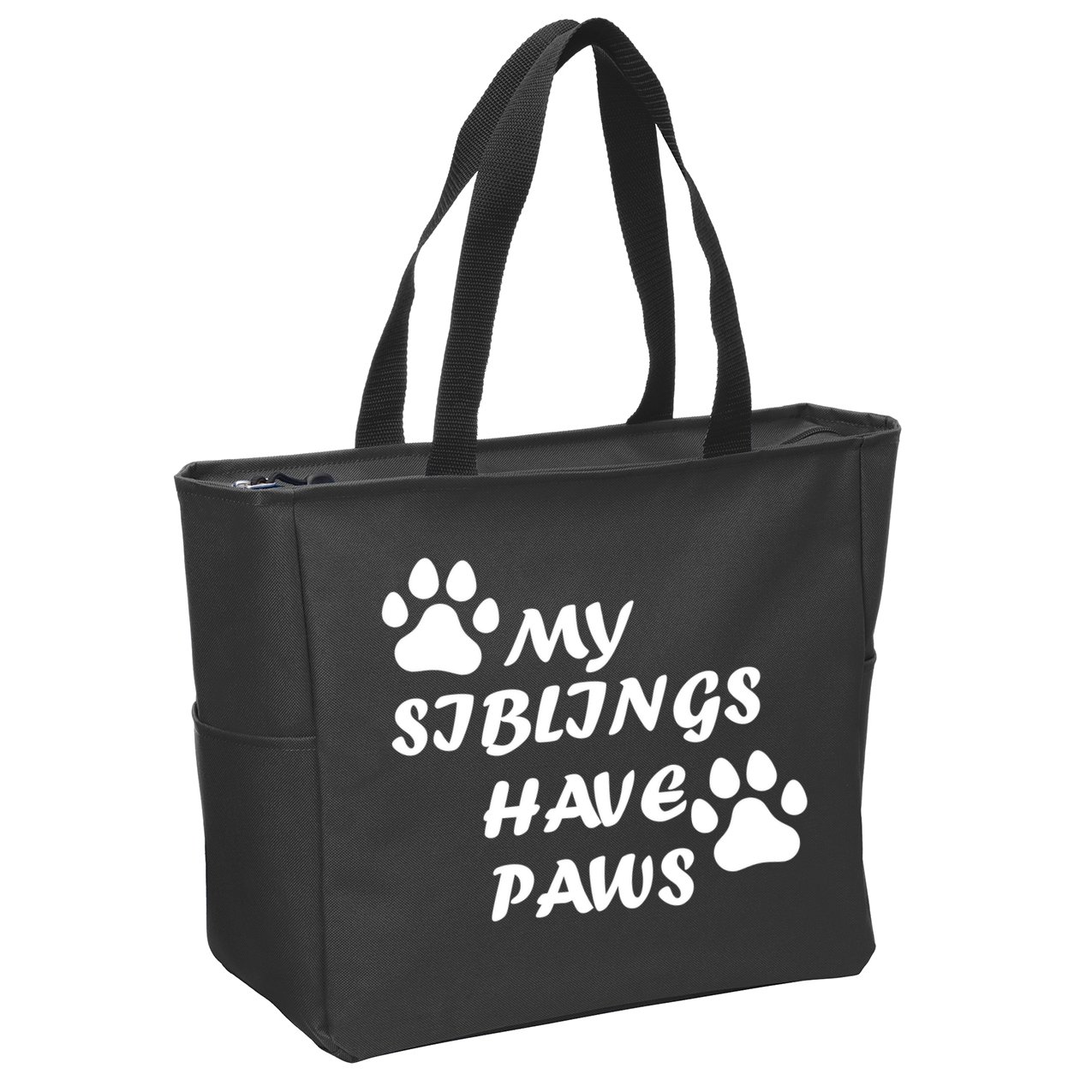 My Siblings Have Paws Zip Tote Bag
