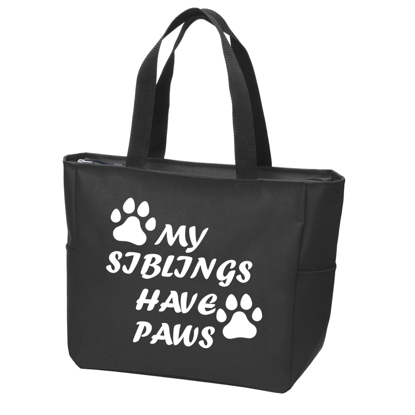 My Siblings Have Paws Zip Tote Bag