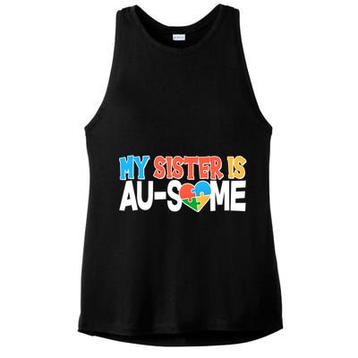 My Sister Is AU-SOME Autism Awareness Ladies PosiCharge Tri-Blend Wicking Tank