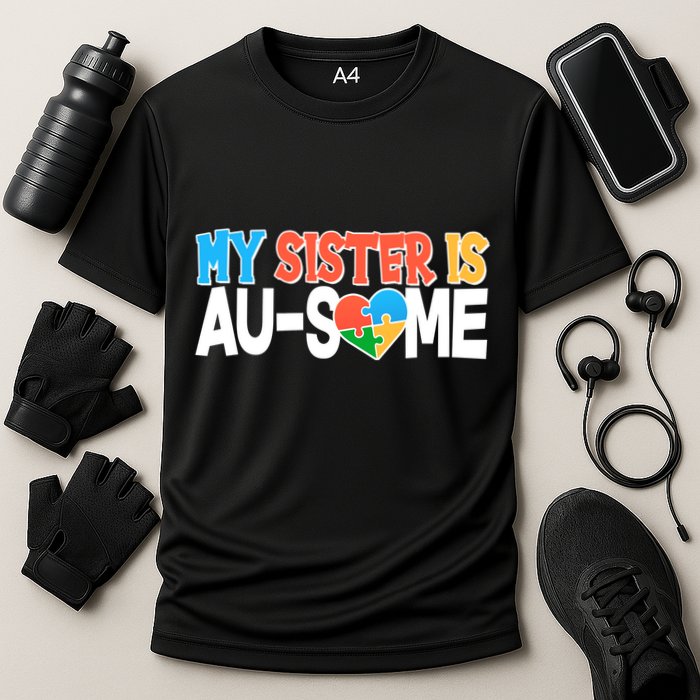 My Sister Is AU-SOME Autism Awareness Cooling Performance Crew T-Shirt
