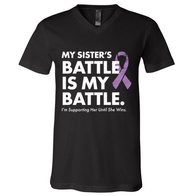 My Sisters Battle Is My Battle Lupus V-Neck T-Shirt