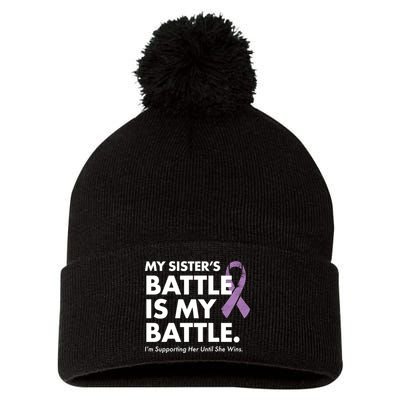 My Sisters Battle Is My Battle Lupus Pom Pom 12in Knit Beanie