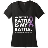 My Sisters Battle Is My Battle Lupus Women's V-Neck T-Shirt