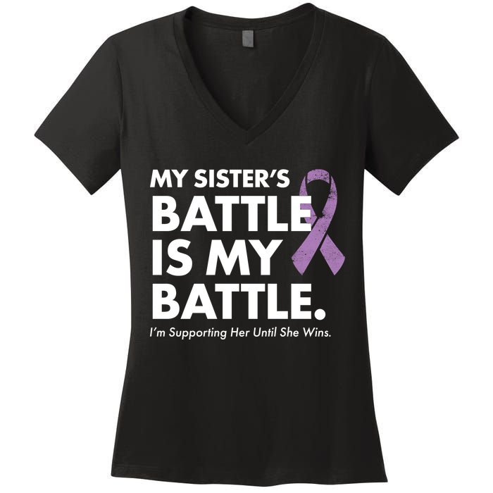 My Sisters Battle Is My Battle Lupus Women's V-Neck T-Shirt