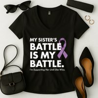 My Sisters Battle Is My Battle Lupus Women's V-Neck T-Shirt