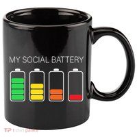 My Social Battery 11oz C Handle Ceramic Mug