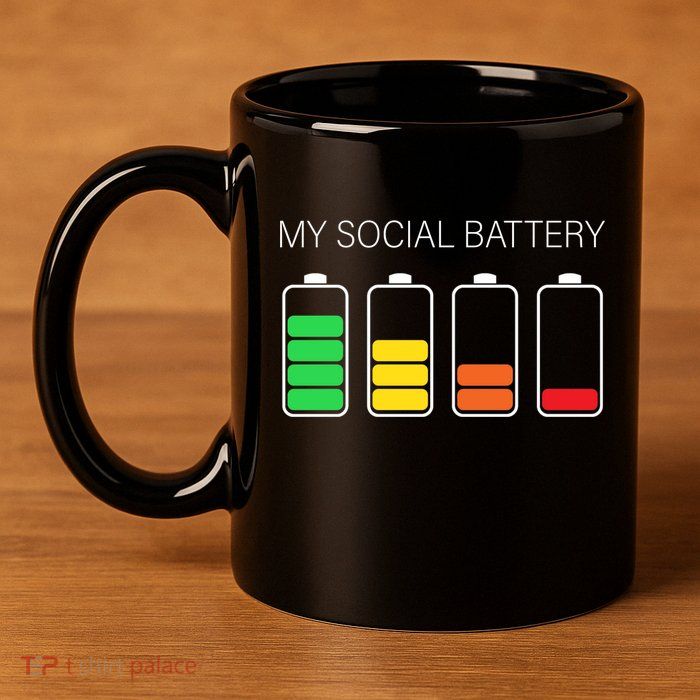 My Social Battery 11oz C Handle Ceramic Mug