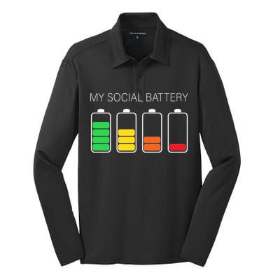 My Social Battery Silk Touch Performance Long Sleeve Polo