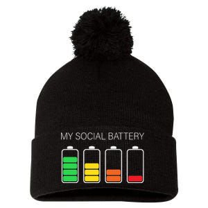 My Social Battery Pom Pom 12in Knit Beanie