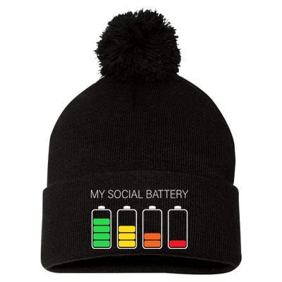 My Social Battery Pom Pom 12in Knit Beanie