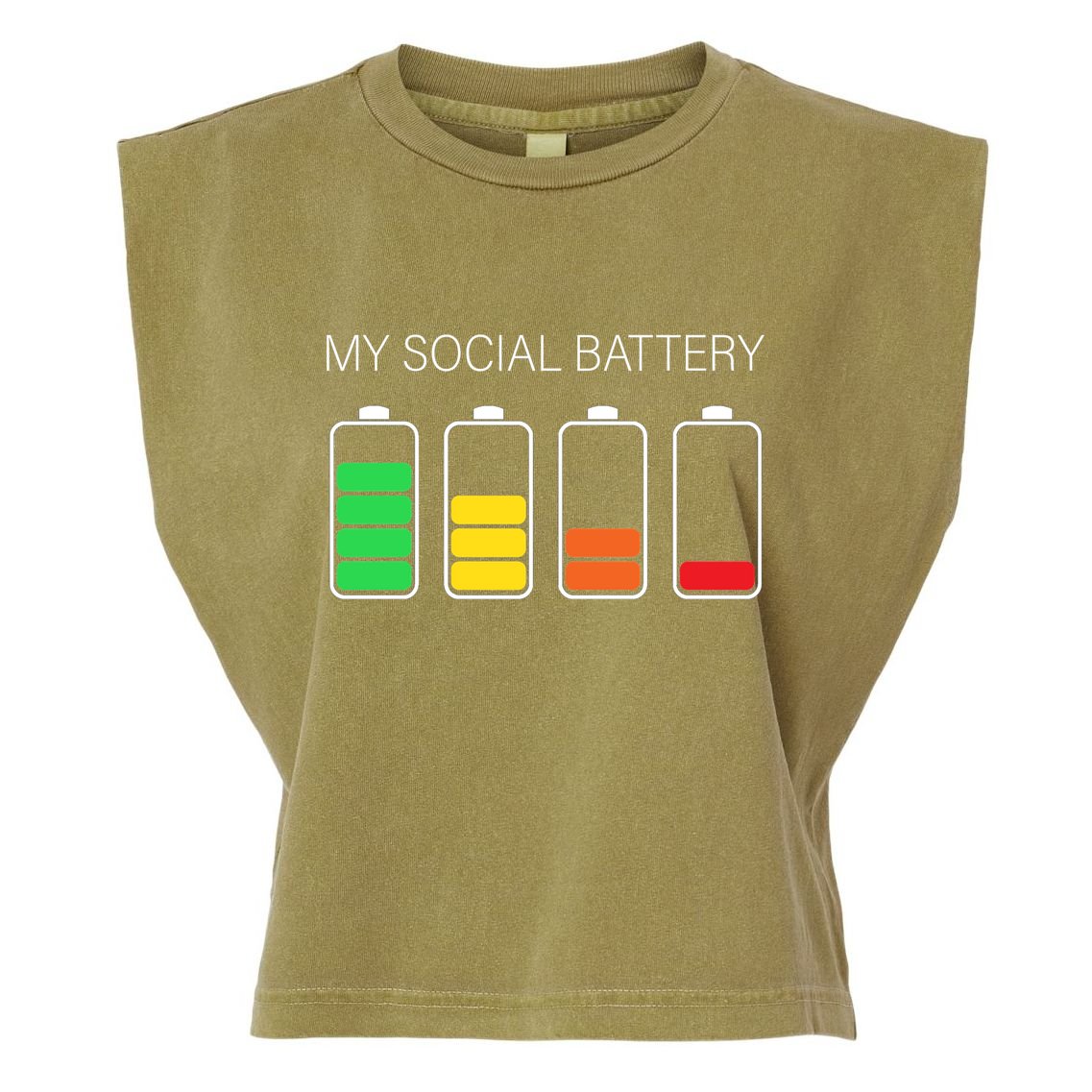 My Social Battery Garment-Dyed Women's Muscle Tee