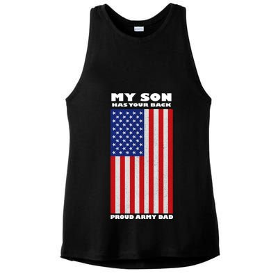 My Son Has Your Back Proud Army Dad Ladies PosiCharge Tri-Blend Wicking Tank