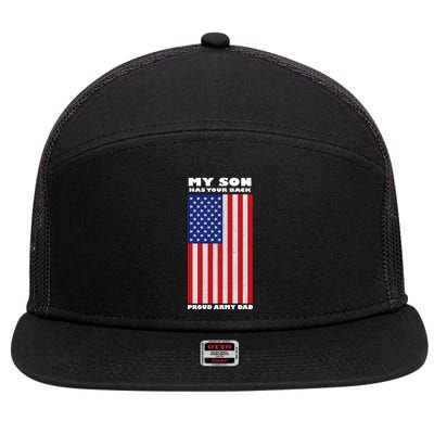 My Son Has Your Back Proud Army Dad 7 Panel Mesh Trucker Snapback Hat