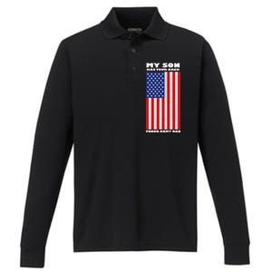 My Son Has Your Back Proud Army Dad Performance Long Sleeve Polo