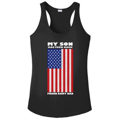My Son Has Your Back Proud Army Dad Ladies PosiCharge Competitor Racerback Tank