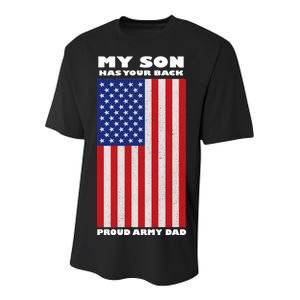 My Son Has Your Back Proud Army Dad Youth Performance Sprint T-Shirt