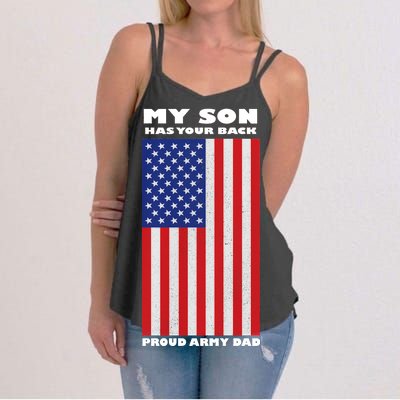 My Son Has Your Back Proud Army Dad Women's Strappy Tank