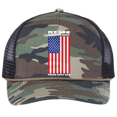 My Son Has Your Back Proud Army Dad Retro Rope Trucker Hat Cap