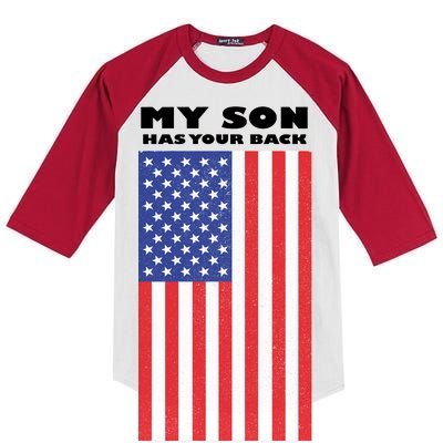 My Son Has Your Back Proud Army Dad Kids Colorblock Raglan Jersey