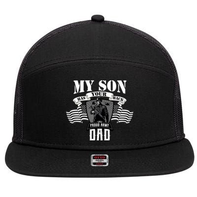 My Son Has Your Back Proud Army Dad USA 7 Panel Mesh Trucker Snapback Hat