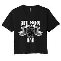 My Son Has Your Back Proud Army Dad USA Women's Crop Top Tee