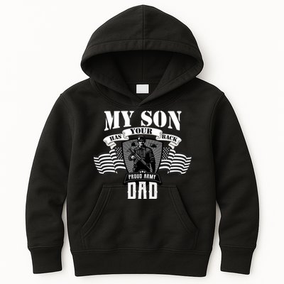 My Son Has Your Back Proud Army Dad USA Kids Hoodie