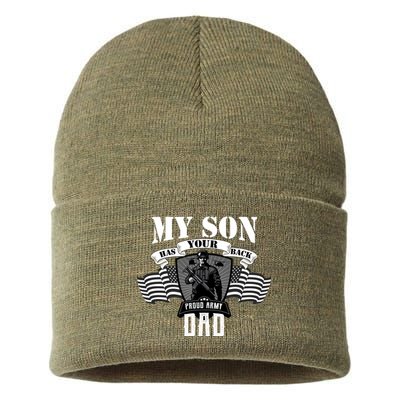 My Son Has Your Back Proud Army Dad USA Sustainable Knit Beanie