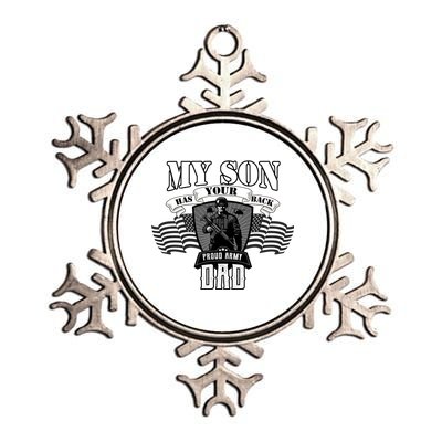 My Son Has Your Back Proud Army Dad USA Metallic Star Ornament